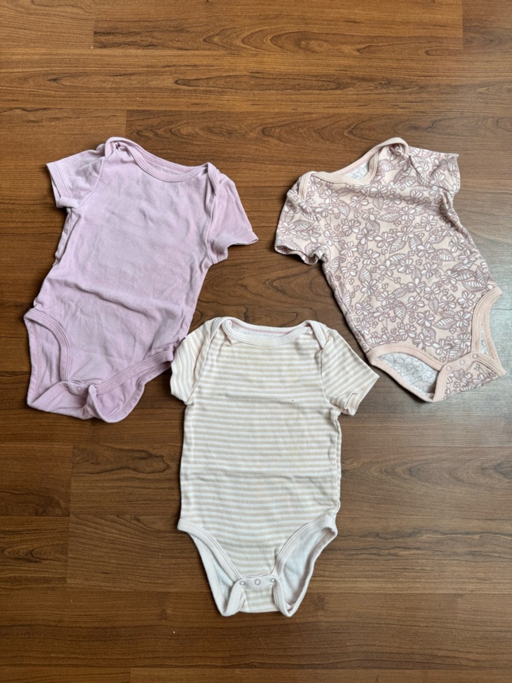 Cloud Island Soft Pink Baby One-Piece Bodysuit - Pack of 3 (size 12m)